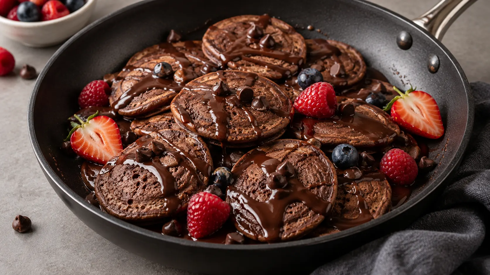 Panquecas de Chocolate com Frutas